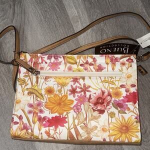 Bueno Floral Crossbody Clutch Tan Vegan Leather